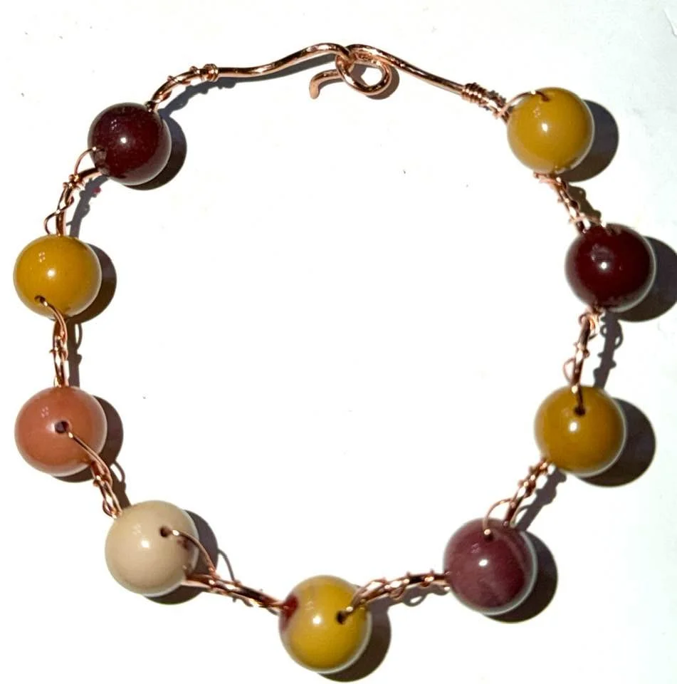 Mookite hand-wrapped copper wire bracelet