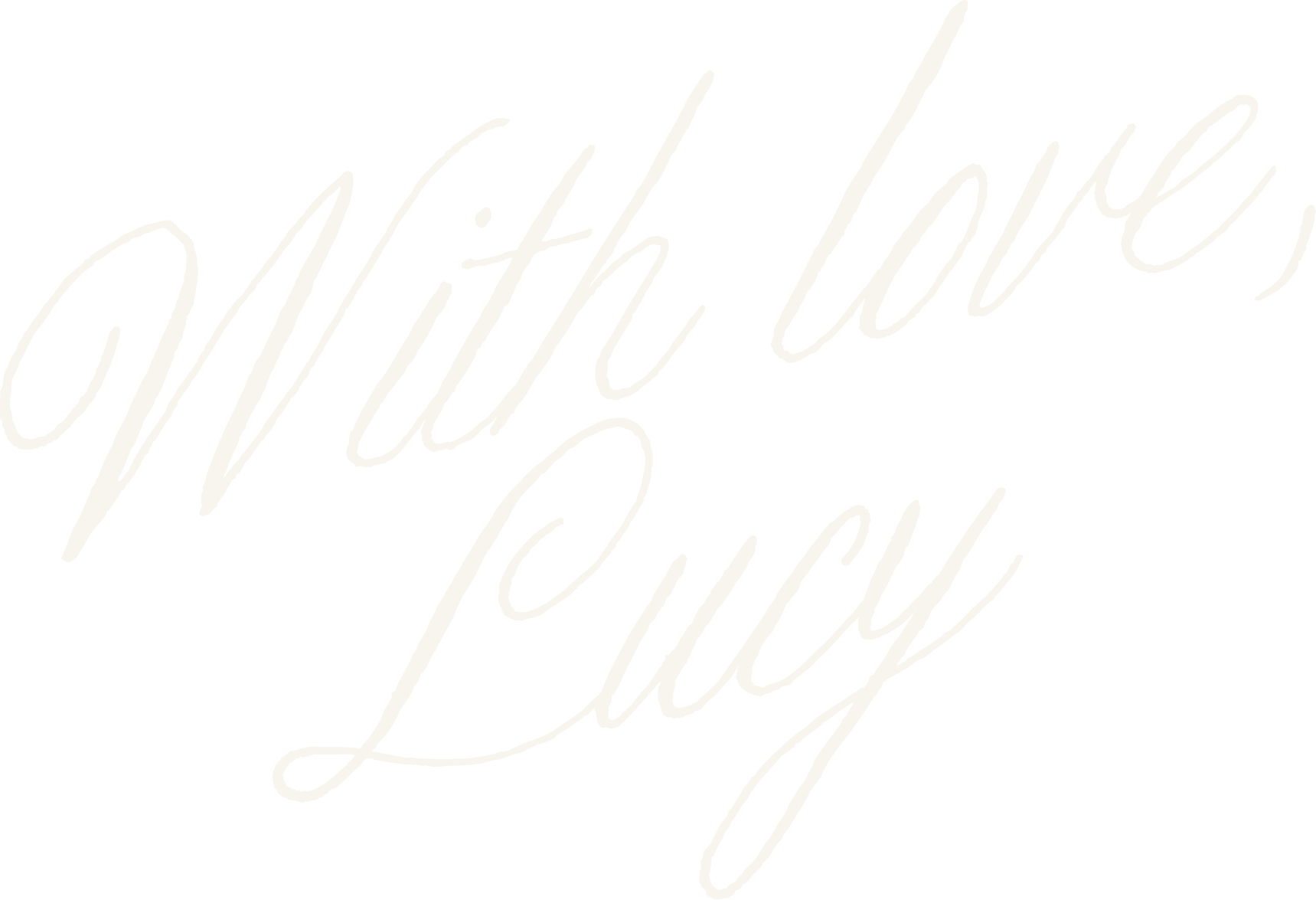 White cursive text on a black background that reads "With love, Lucy."