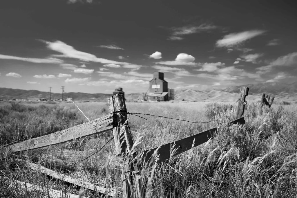 Convergence at Corral

Captured in the high-altitude stillness of Corral, Idaho, this monochrome study explores the intersection of man-made boundaries and the expansive Camas Prairie. The composition utilizes a weathered, barbed-wire fence as a prim