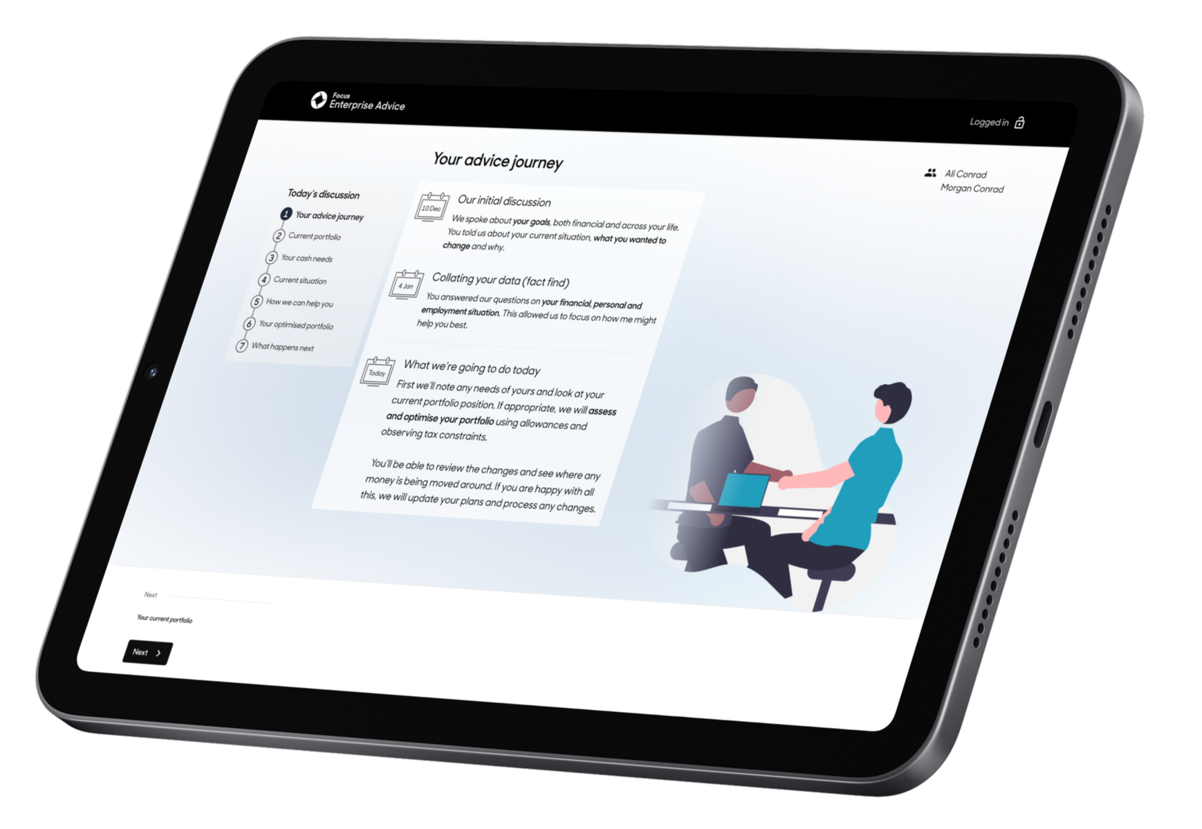 Journey introduction screen on iPad