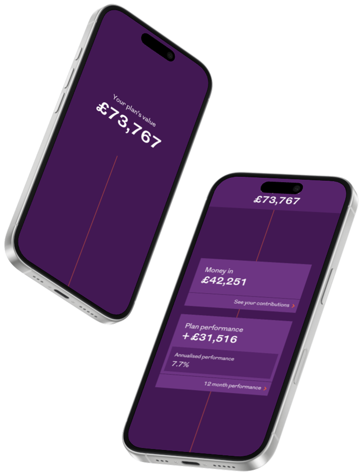 Pension app screens on phone