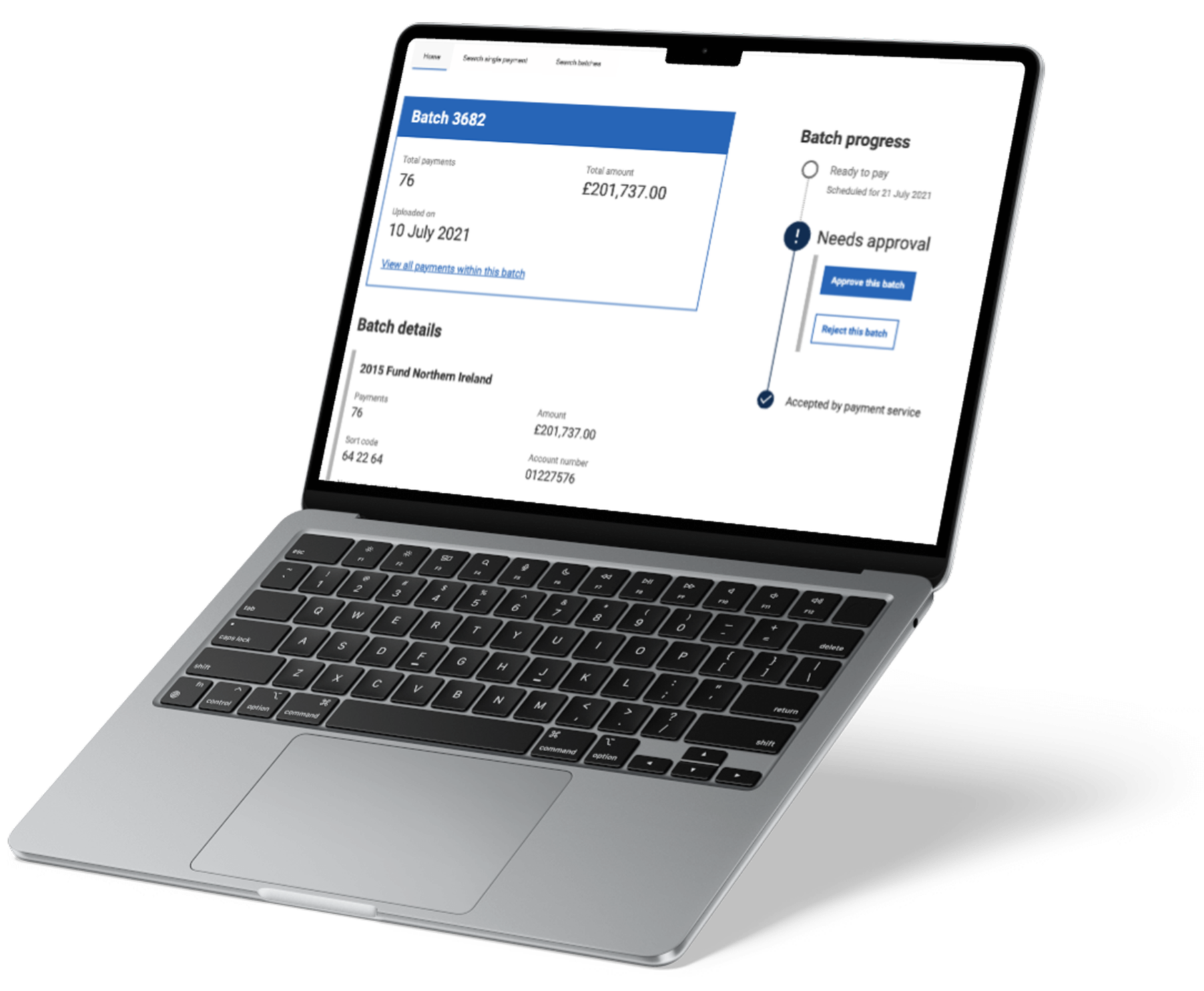 ScotPayments shown on a laptop