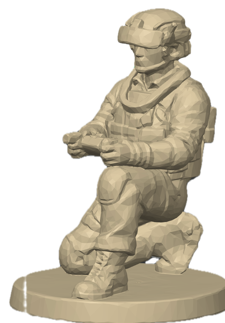Modern military toy drone operator featuring FPV goggles, tactical gear, and drone controller. Premium army man collectible inspired by modern special operations forces and contemporary battlefield technology.