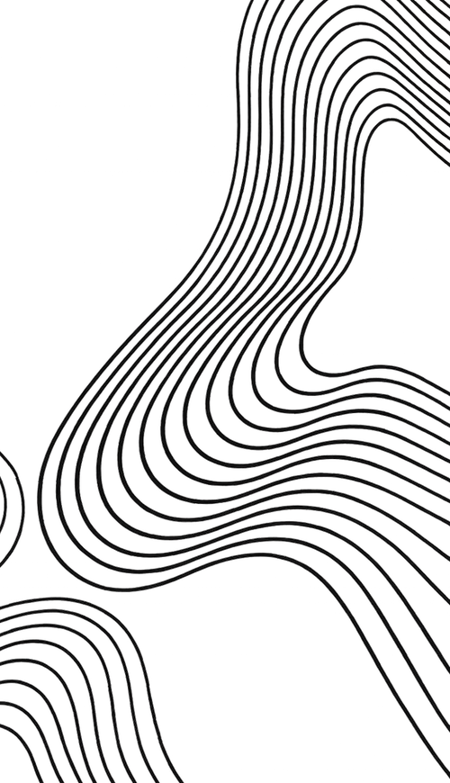 Black background with flowing, curved white lines forming an abstract, wave-like pattern.