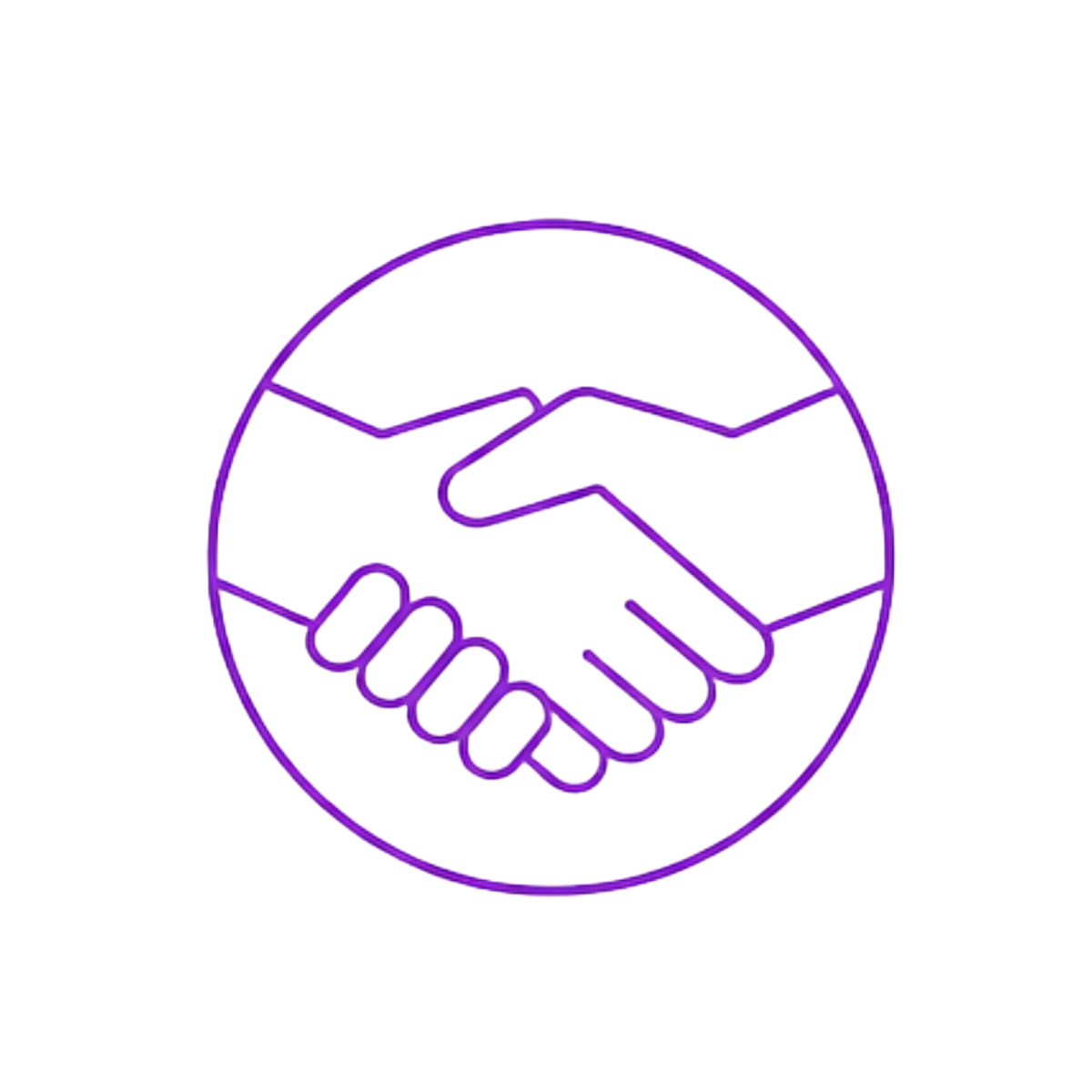 A graphic shaking hands, representing the value: collaboration.