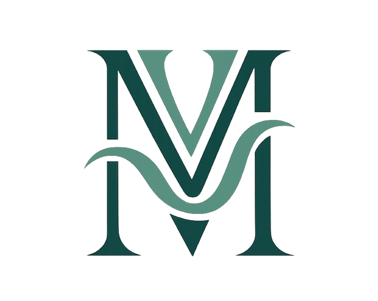 A stylized logo combining the letters V, M, and W with a wave element in the center, rendered in shades of green.