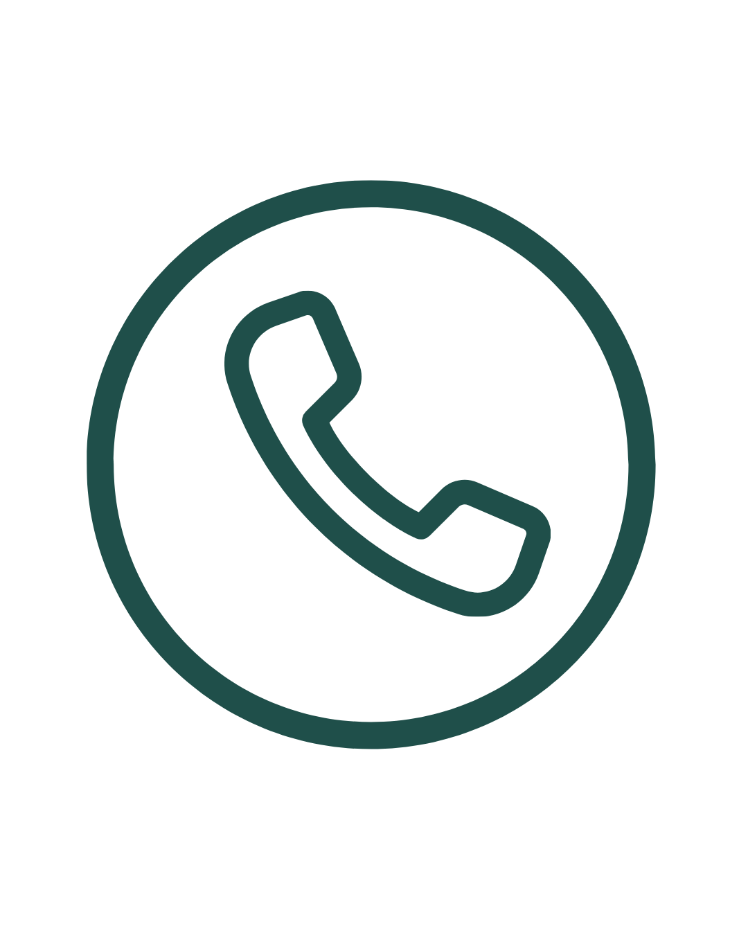 Icon of a telephone handset inside a circle, representing a phone call or contact.
