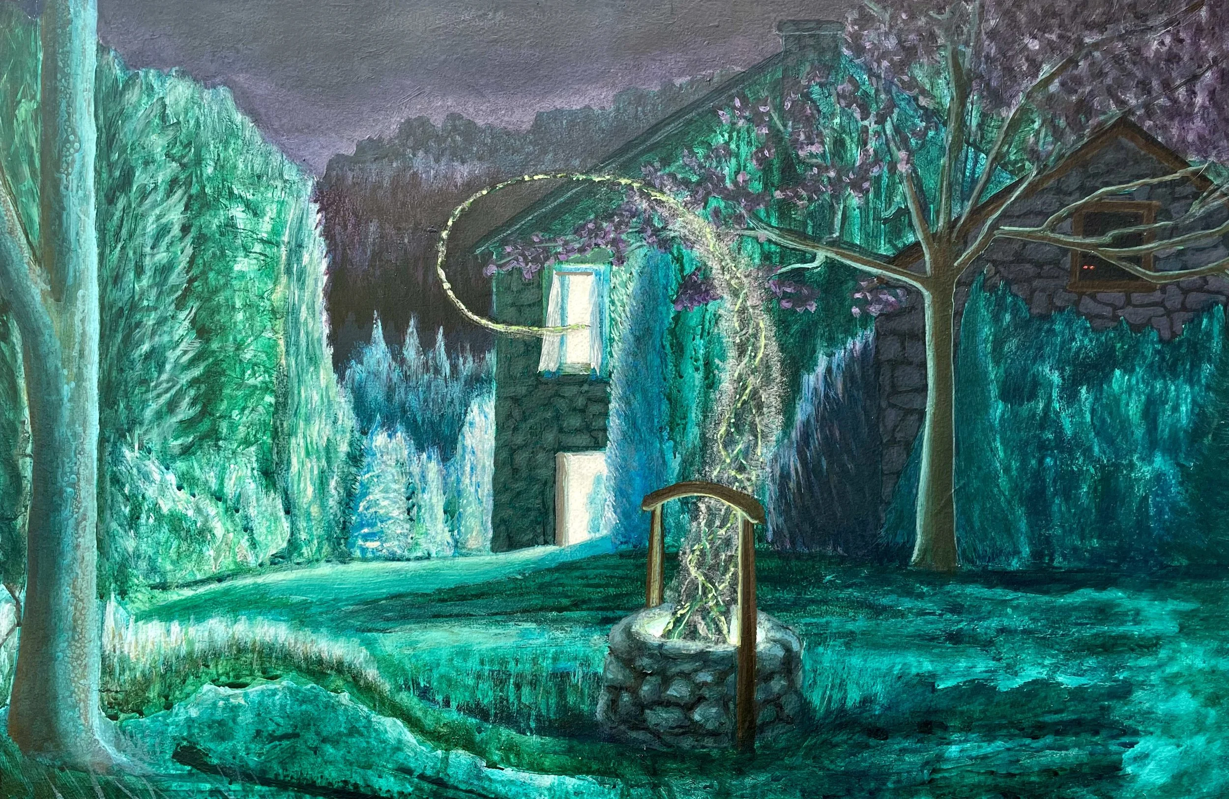 Something in the well /2025/ acrylic on wood/ 16" x 24" / $2200