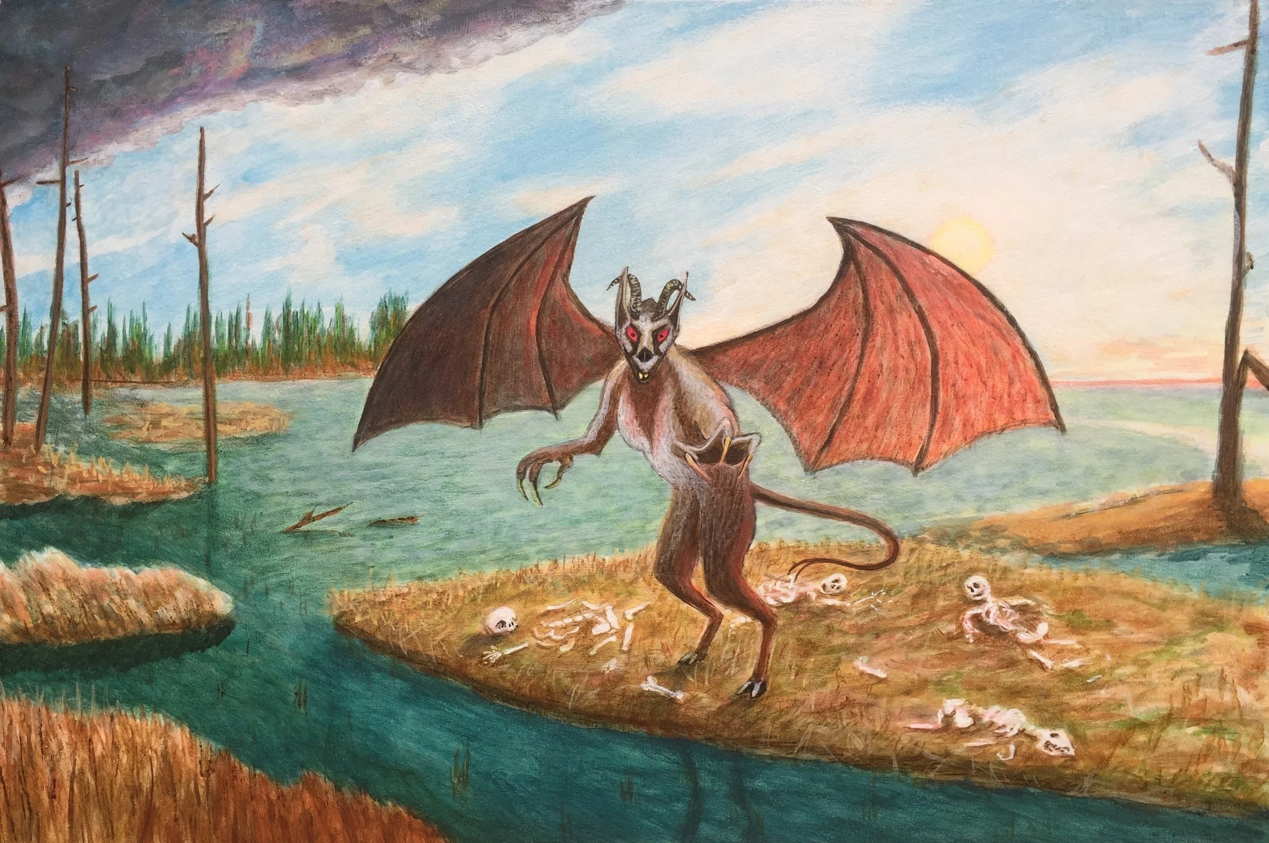 The Jersey Devil / 2019 / acrylic on wood / 16" x  24" / $2400