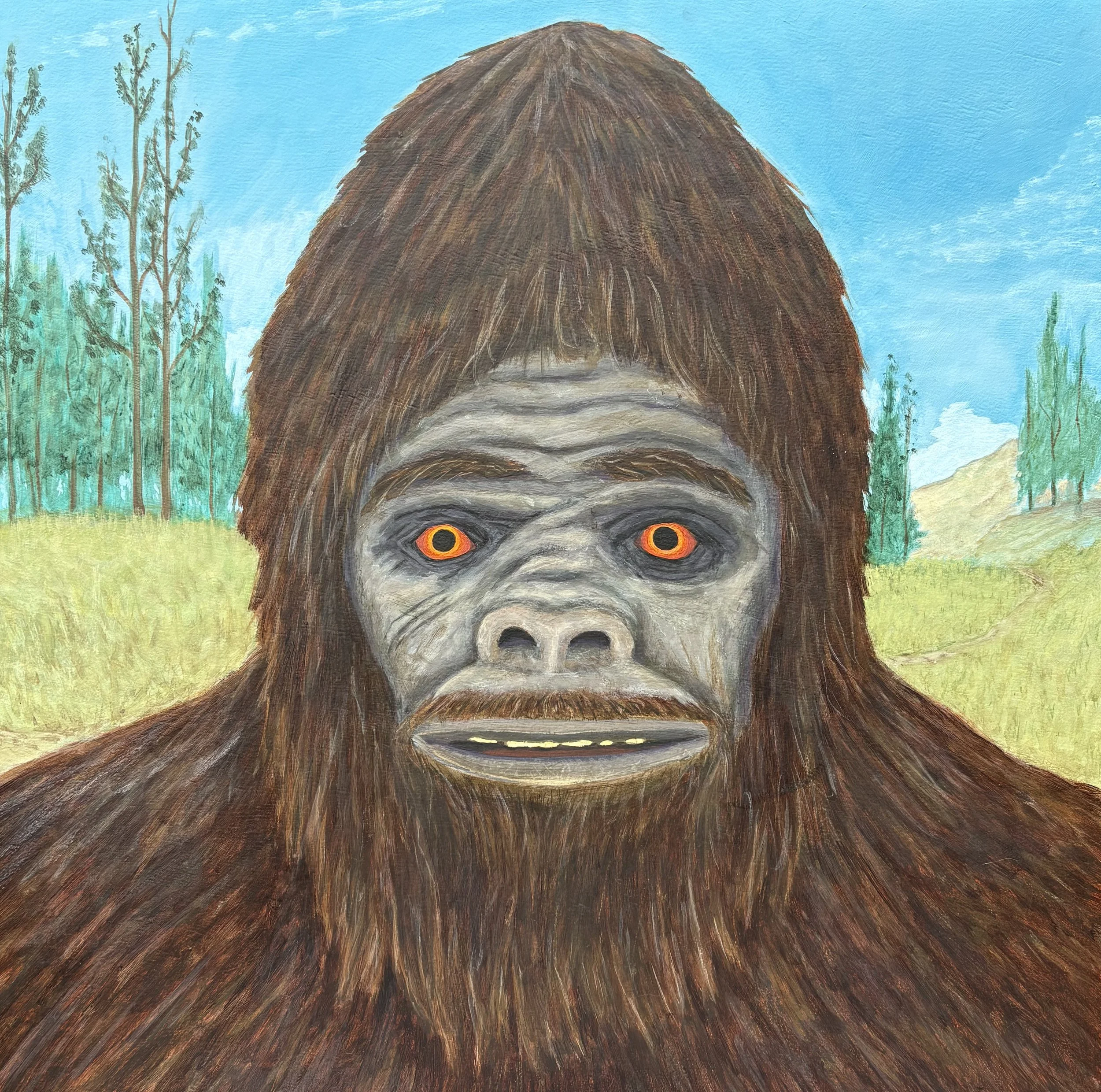 Bigfoot finds a trail cam /2020/ AOW / 24" x 24"/ $2500
