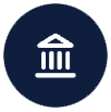Icon of a government or institutional building with columns and a triangular roof.