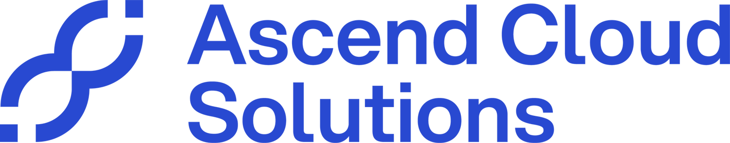 Logo of Ascend Cloud Solutions with a stylized cloud and ascending arrow in blue.