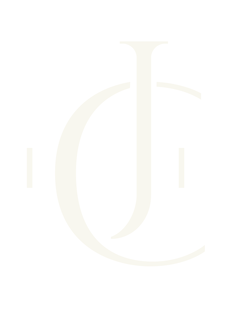 A white silhouette of CJ living Co Brand Mark