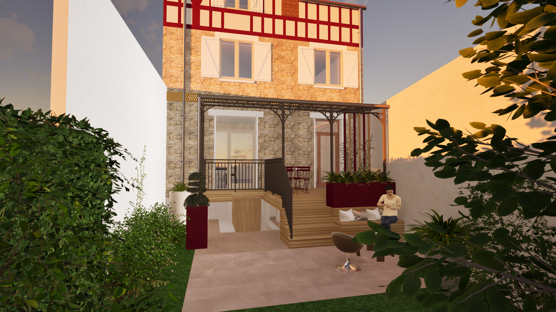 Aménagement d’une pergola &amp; d’une terrasse, à Châlons-en-Champagne. 2022