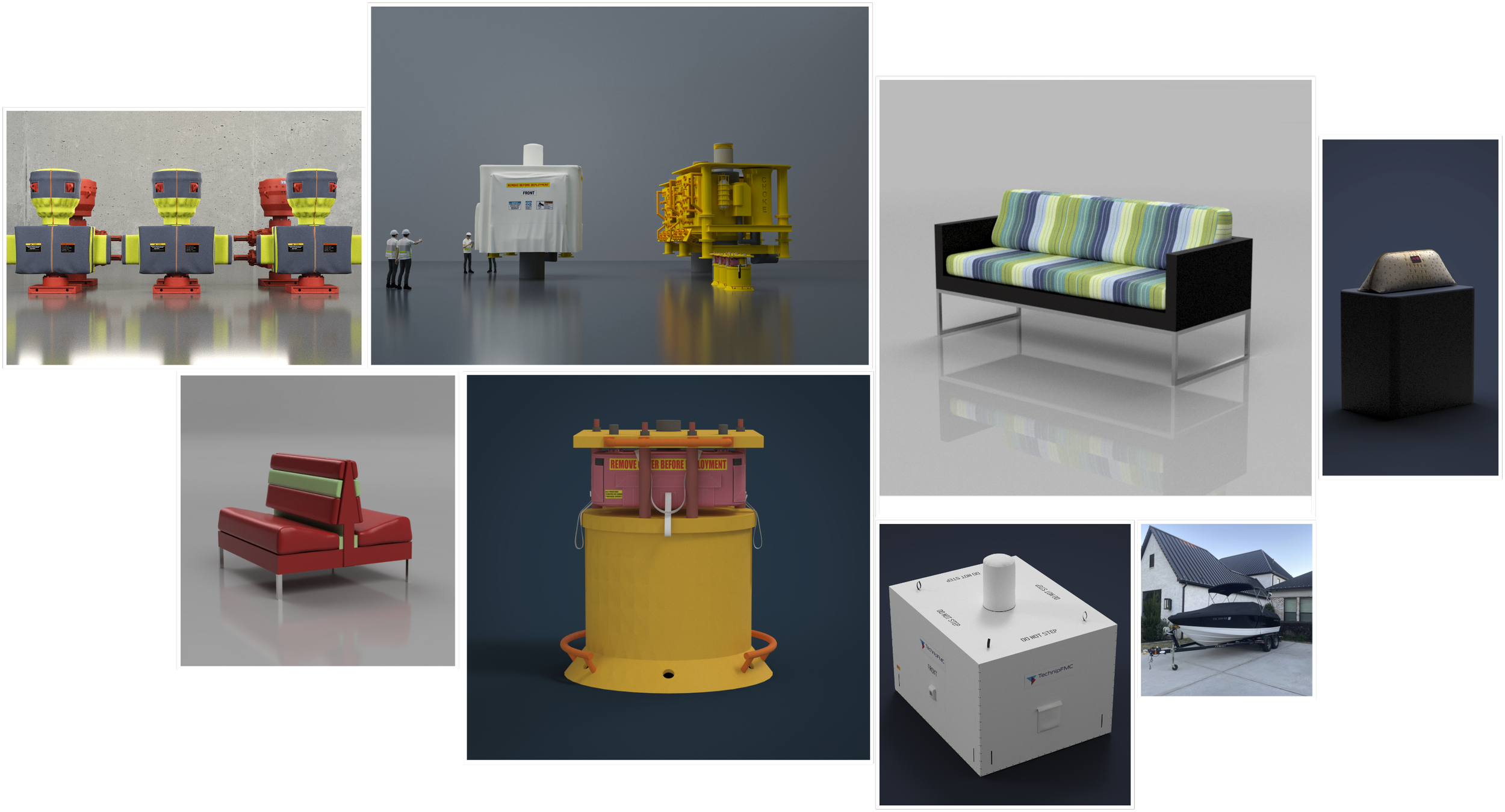 Custom textile covers and cushioned seating for industrial equipment, marine, and commercial applications