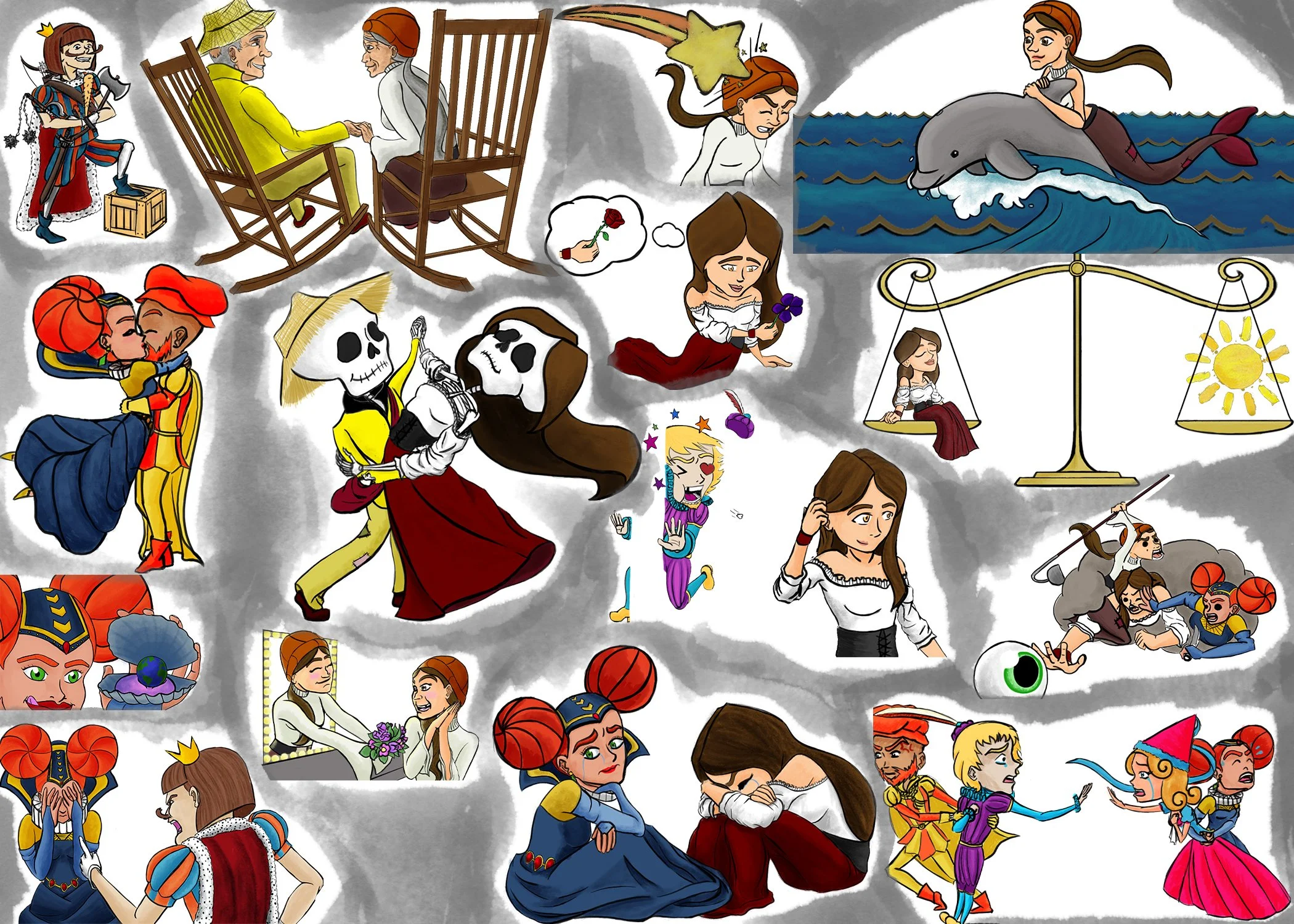 Character Illustrations for As You Love It Card Game