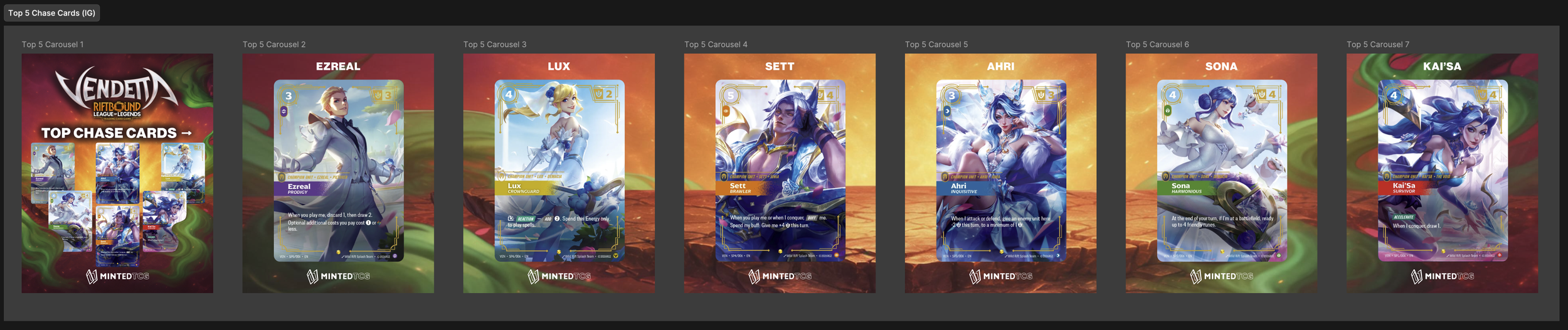 Riftbound LoL Top Chase Cards Social Media Carousel