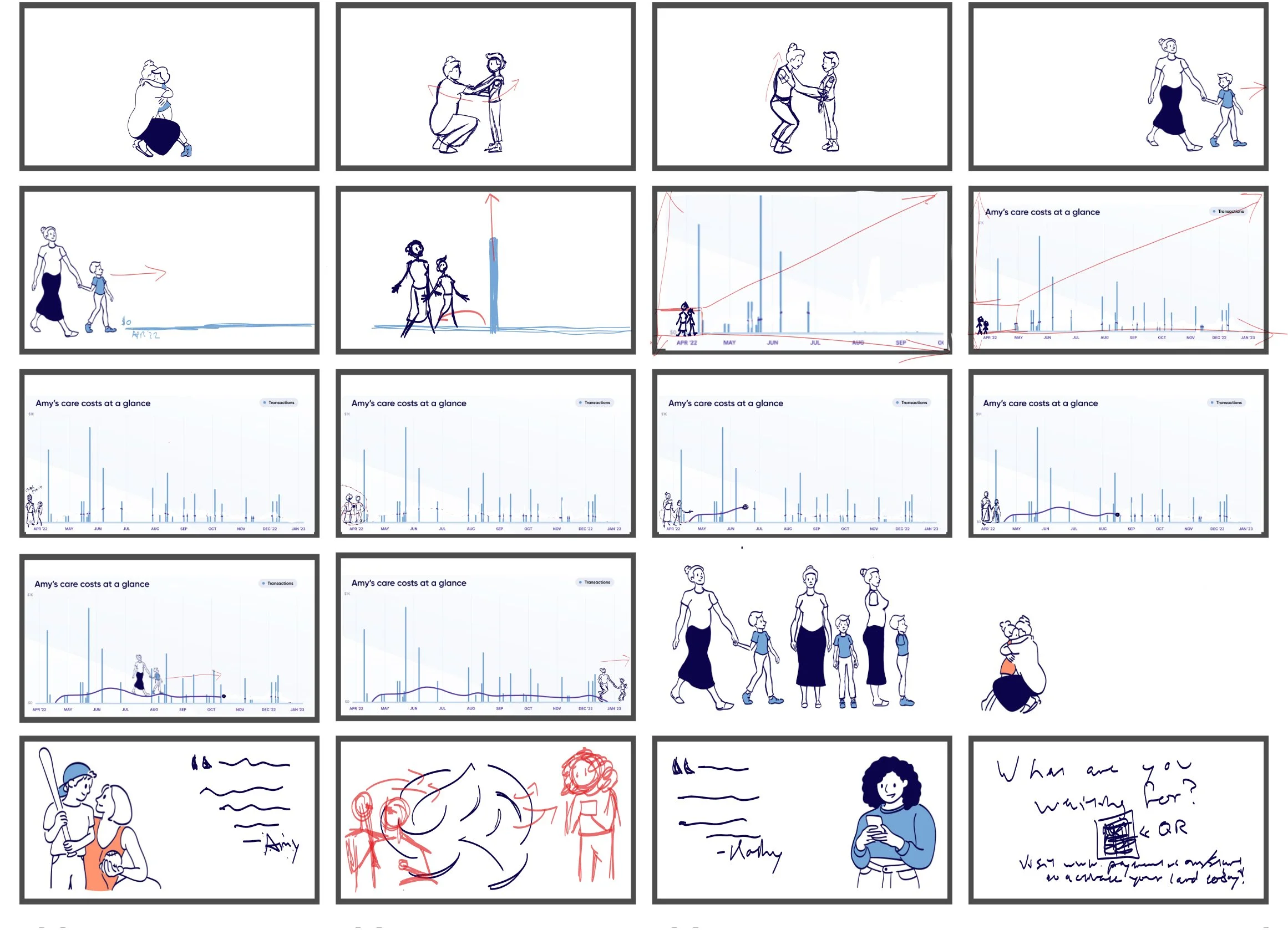 Storyboards for Welcome to Paytient Video (see Motion Design for full video)