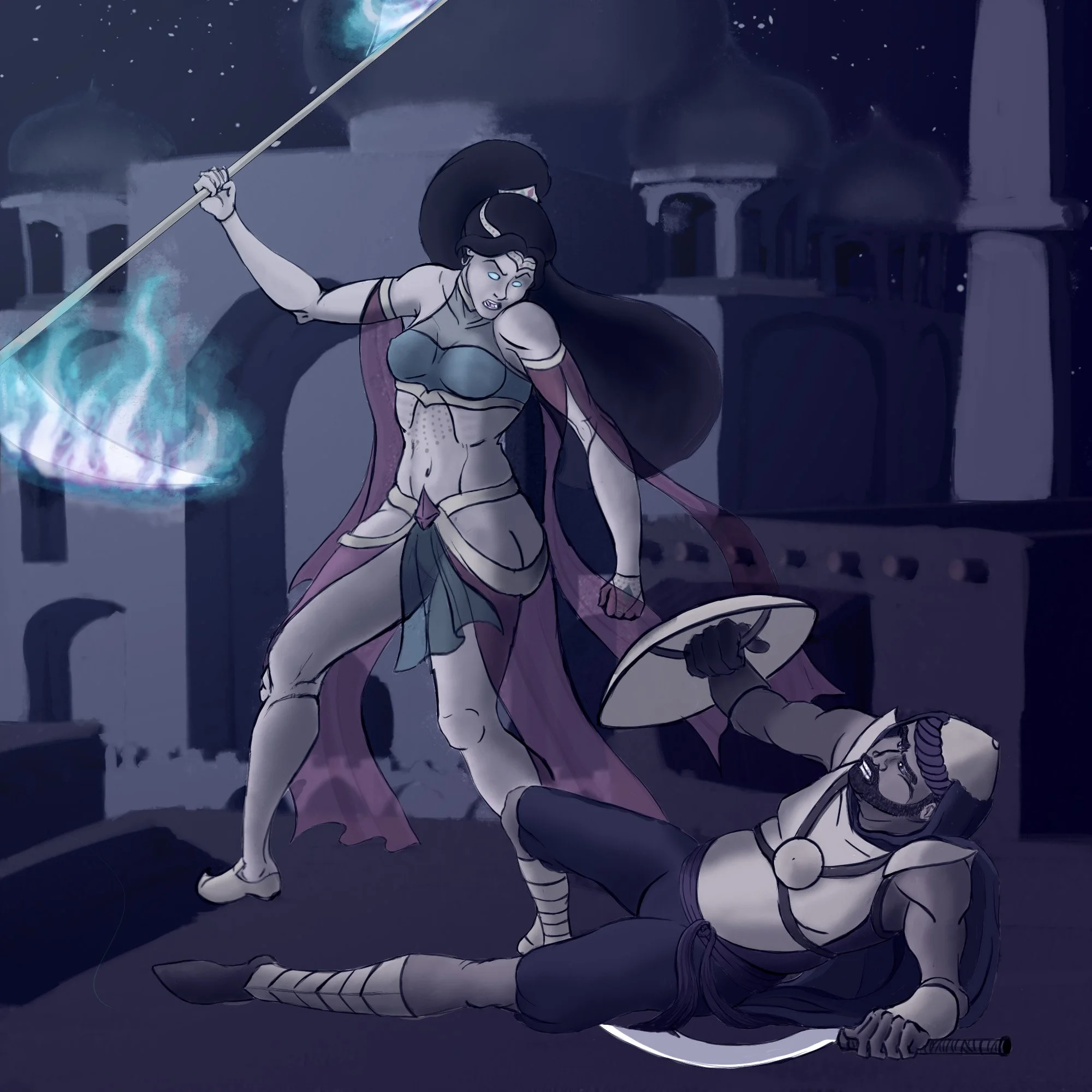Test piece (over my 3D background) for a Card in Bone Strike