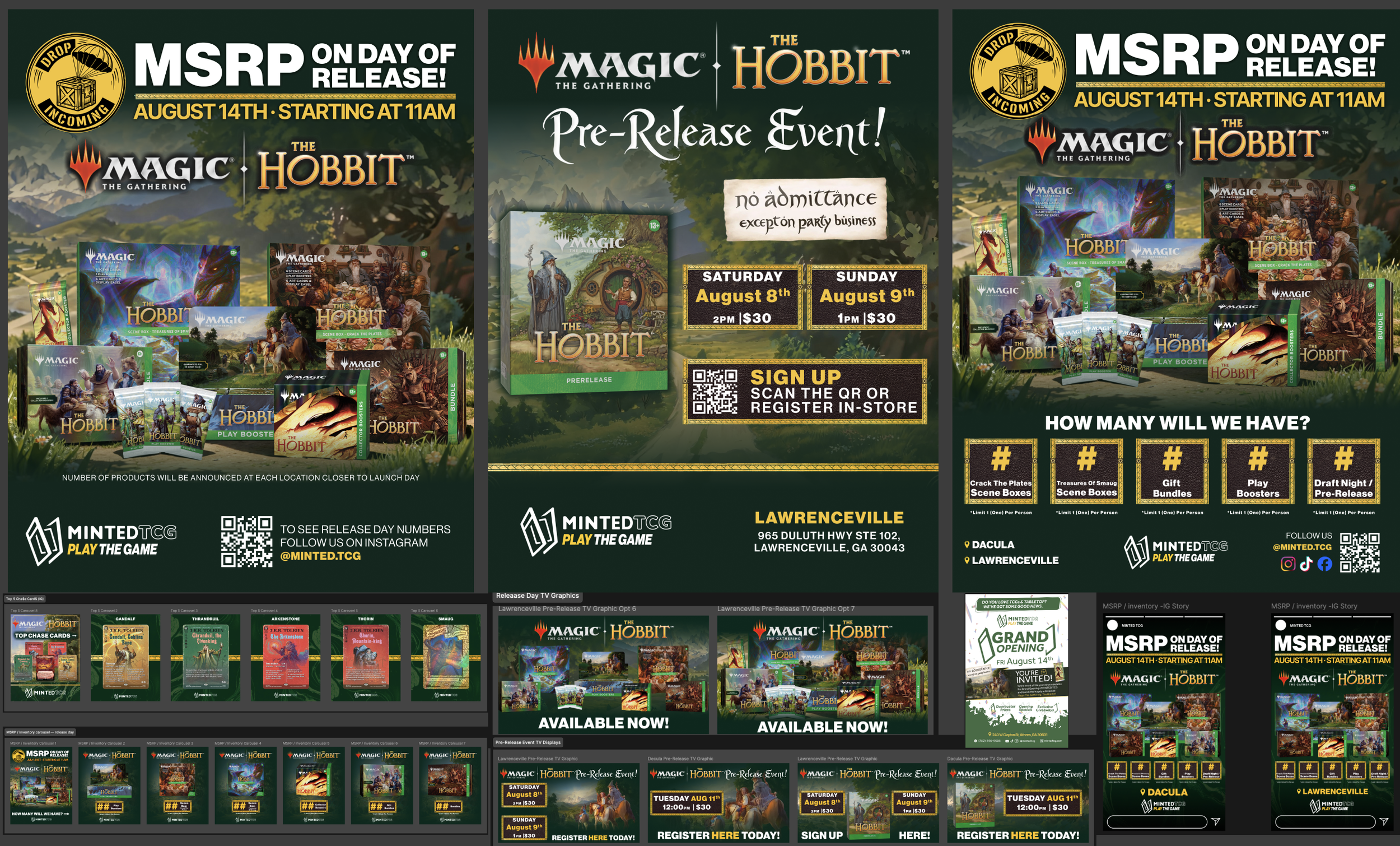 Magic the Gathering the Hobbit Release Collateral (posters, tv screen displays, social media posts, etc)
