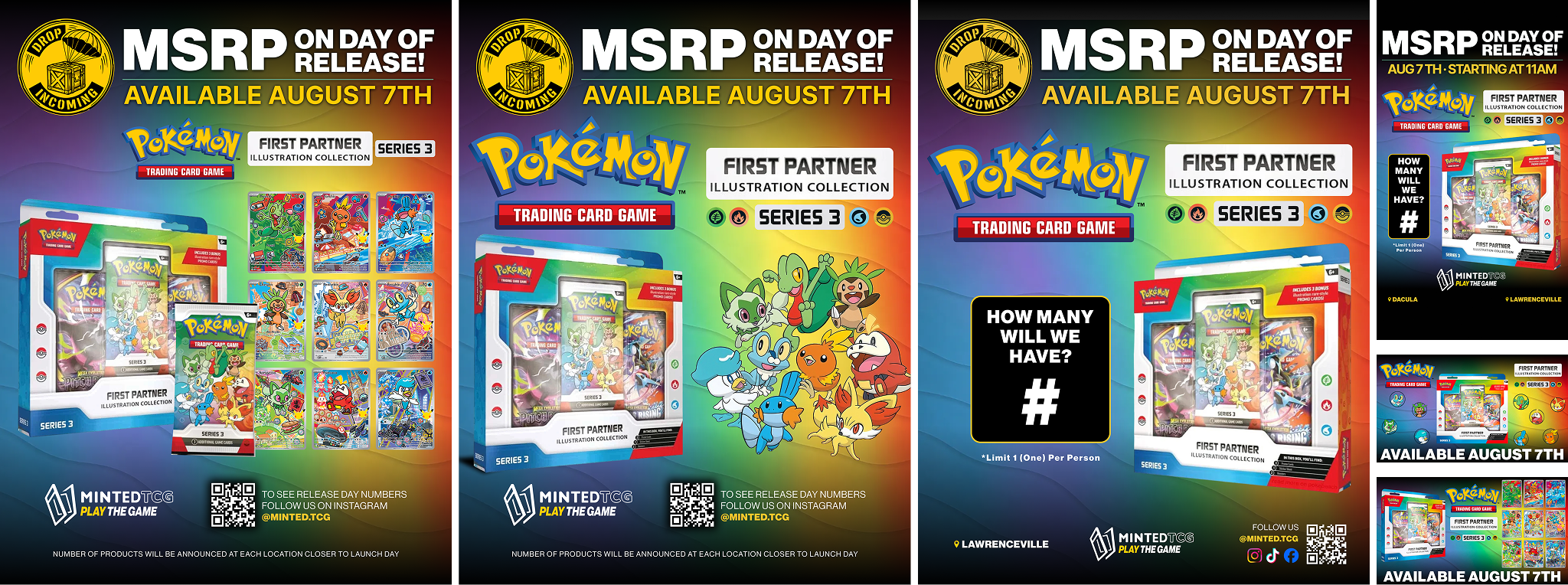 Pokemon First Partner Series 3 Release Collateral (posters, tv screen displays, social media posts, etc)