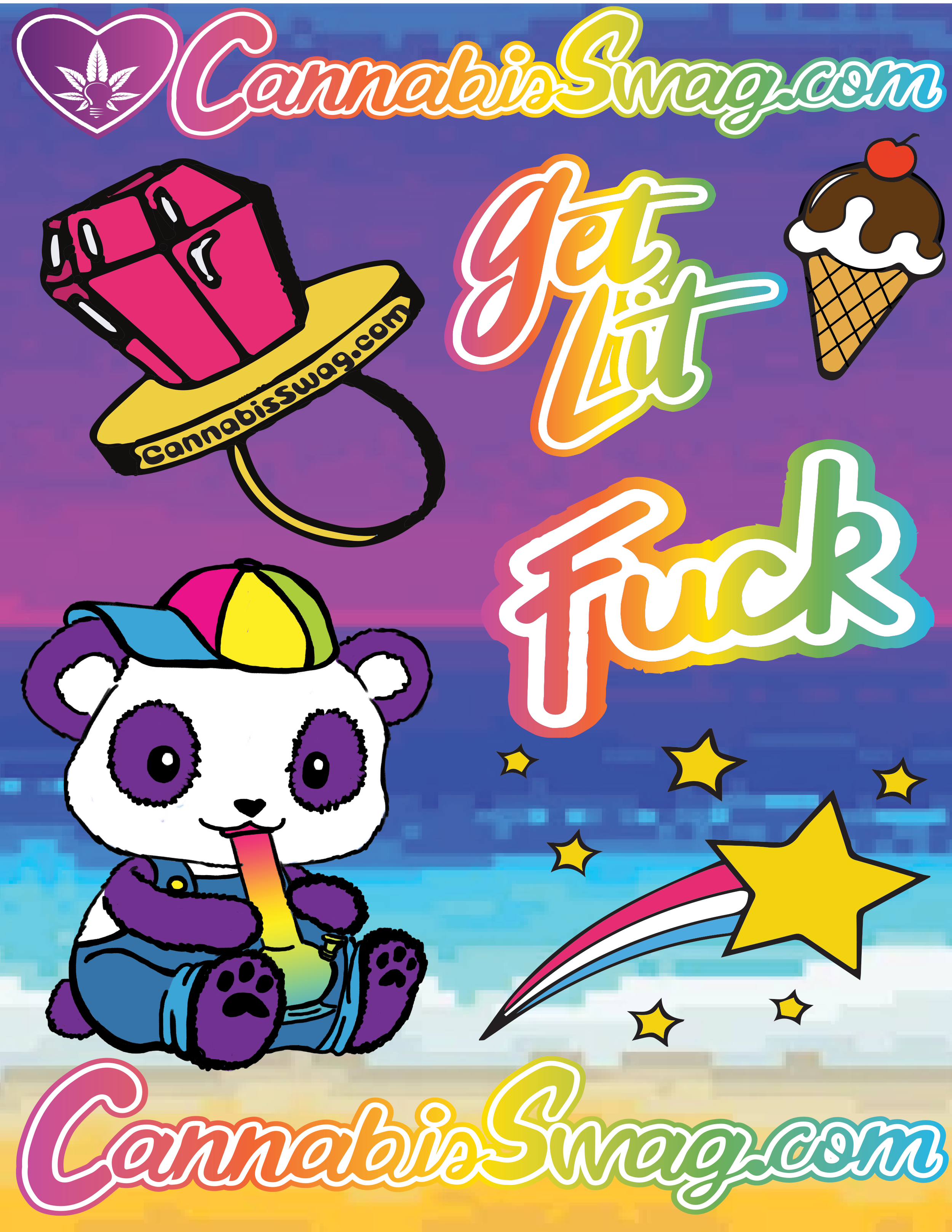 Creative Cannabis Promotions 90's (Lisa Frank) themed stickers