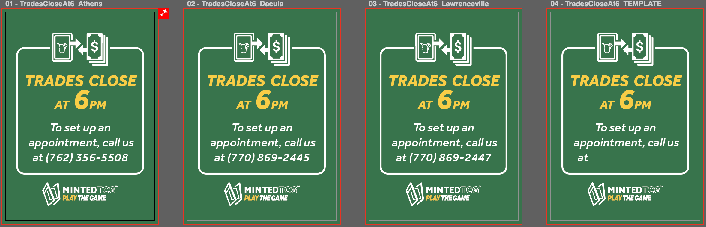 Minted Trading Closed Signs for Stores