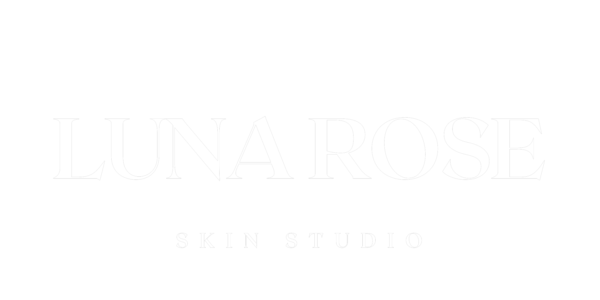 LUNA ROSE SKIN STUDIO logo in white text on a black background