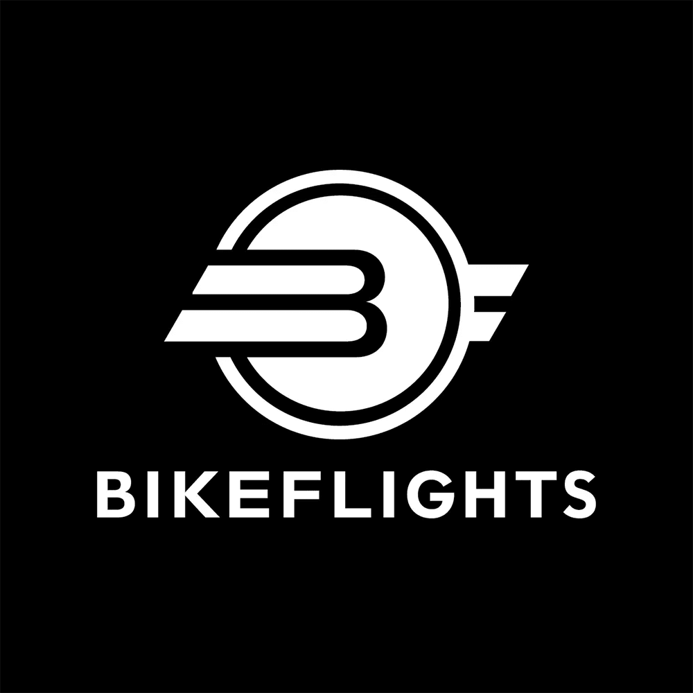 White Bikeflights logo.