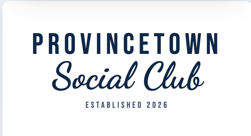 Logo for Provincetown Social Club, established in 2026, with navy blue text on a white background.