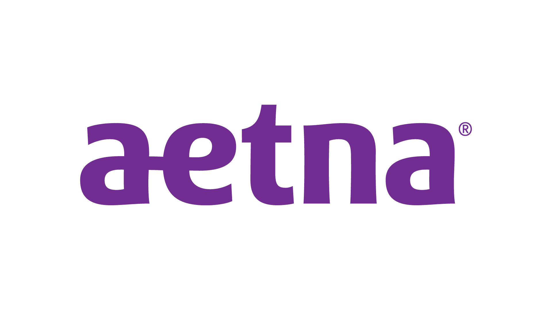 Aetna logo with purple text on a black background.
