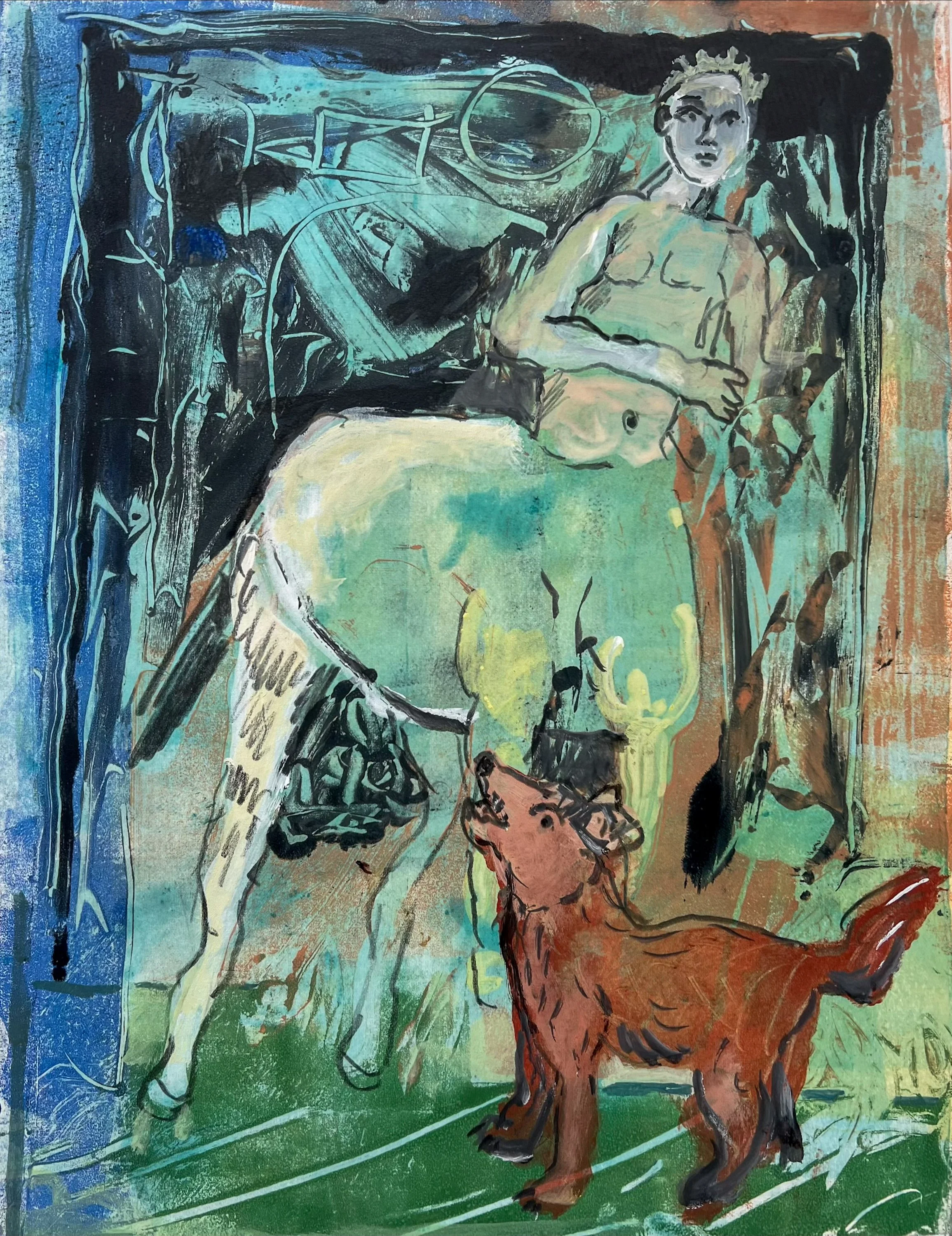 Night Divides the Sky, Hybrid Monoprint, 12x9.jpg