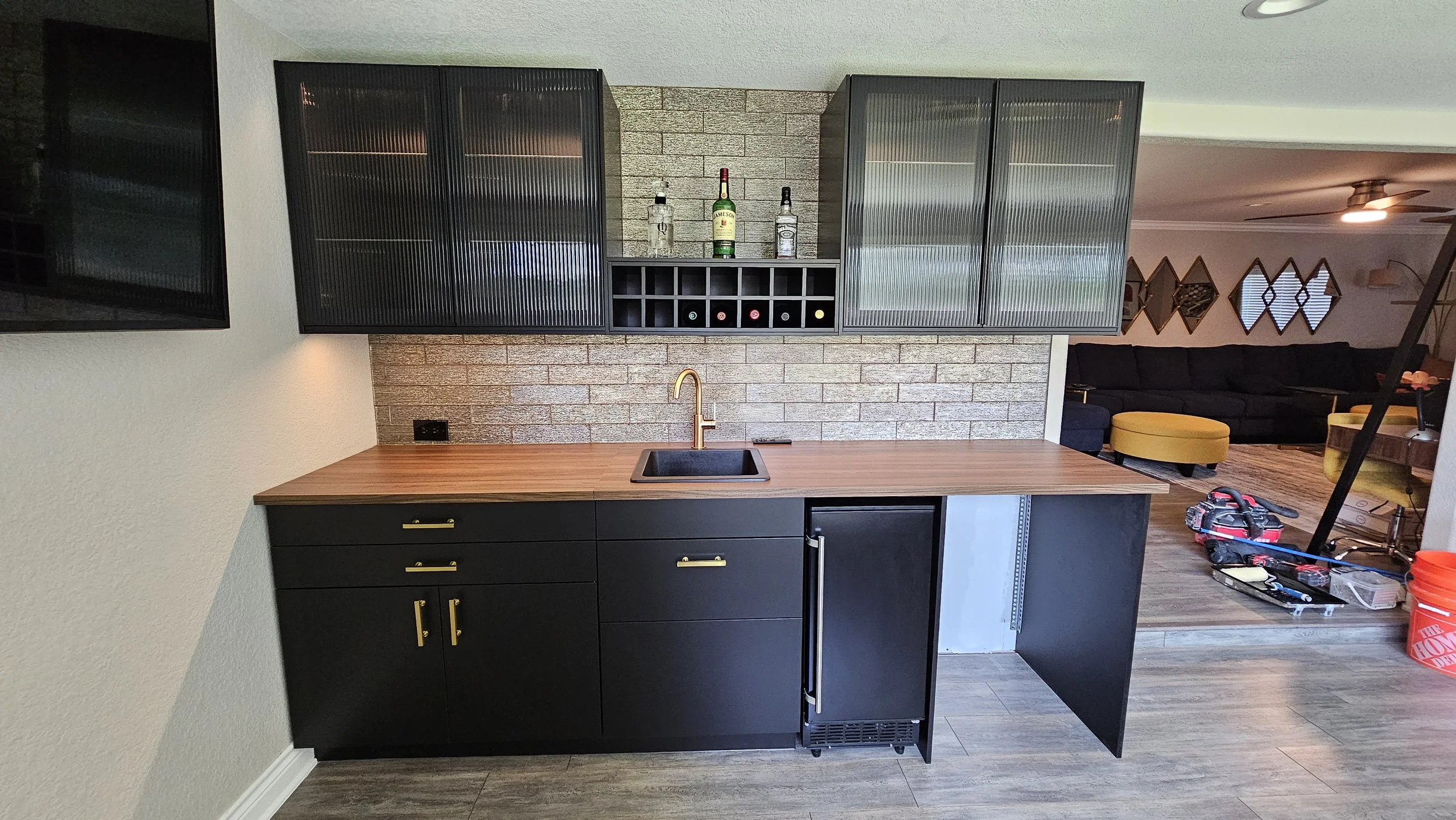 Added a wet bar to an unused corner