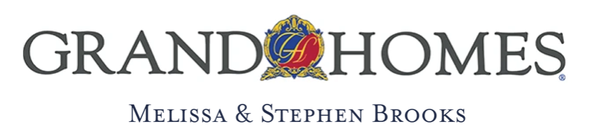 Grand Homes logo with decorative emblem and the names Melissa and Stephen Brooks.