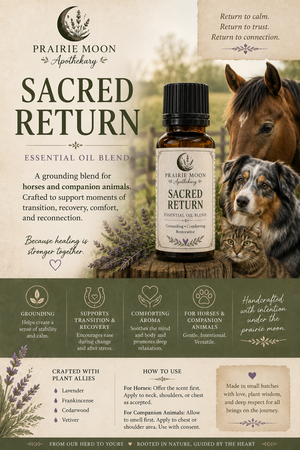 Sacred Return Essential Oil Blend for Horses and Companion Animals 10 mL