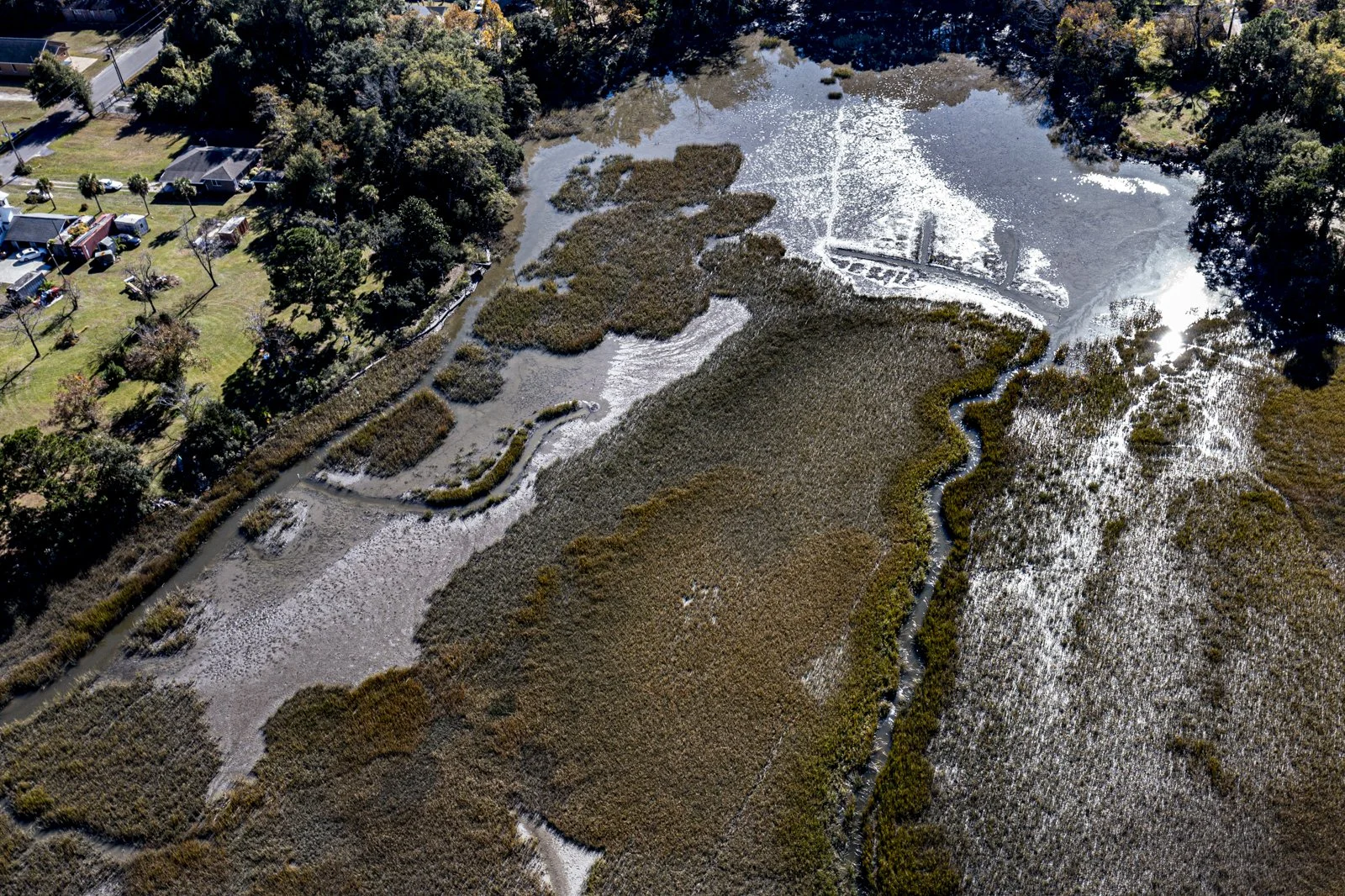 Aerial image of a marsh.