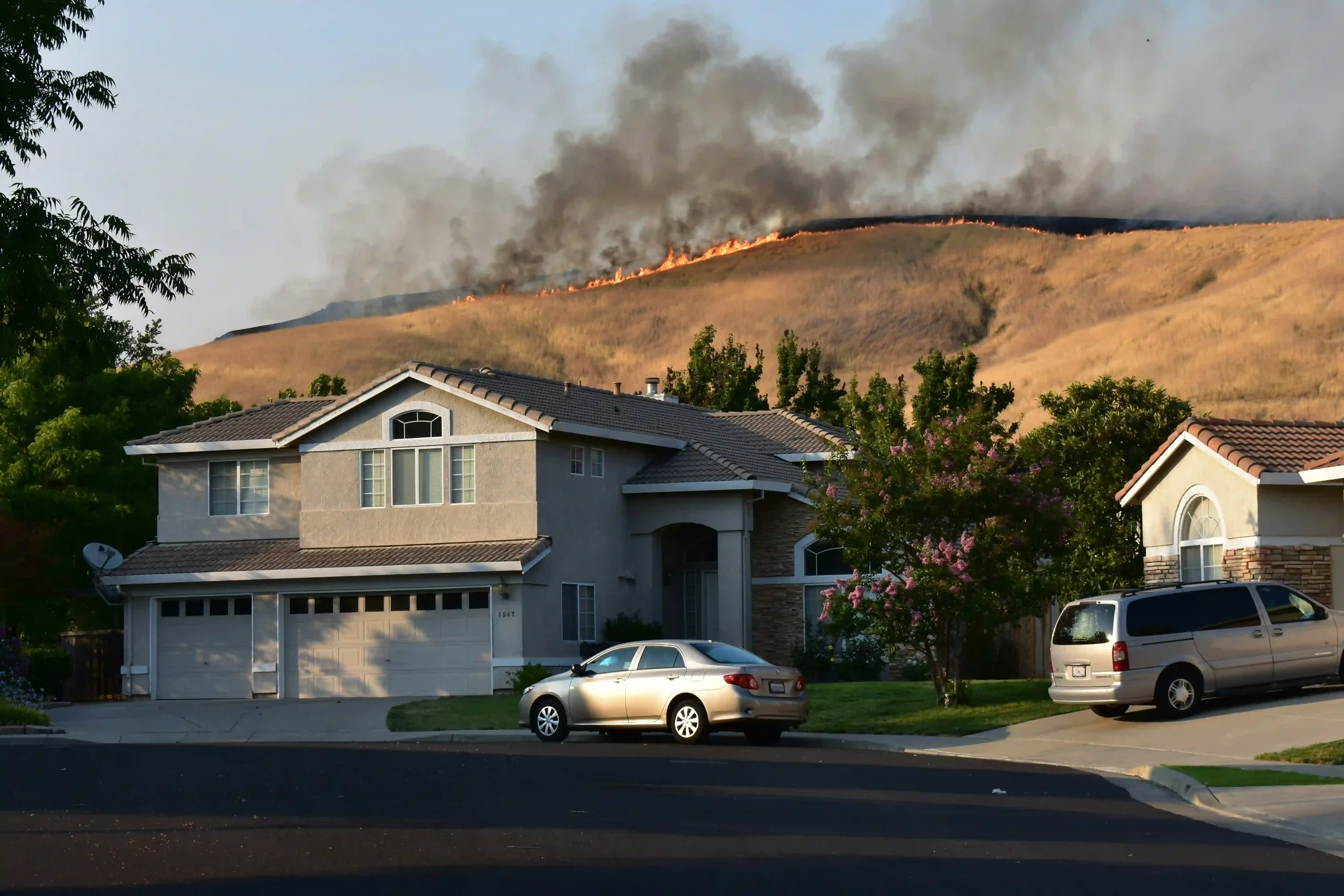 Dry hillside landscape in Santa Cruz County California during wildfire season