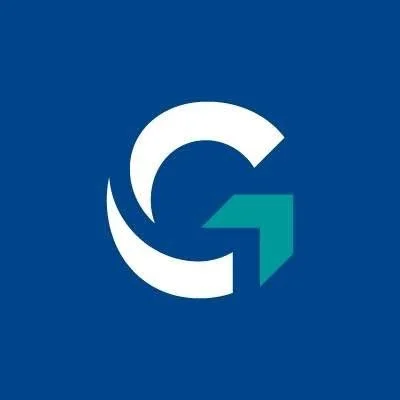 A logo with a stylized 'Gatwick Airport' in white and teal on a dark blue background.