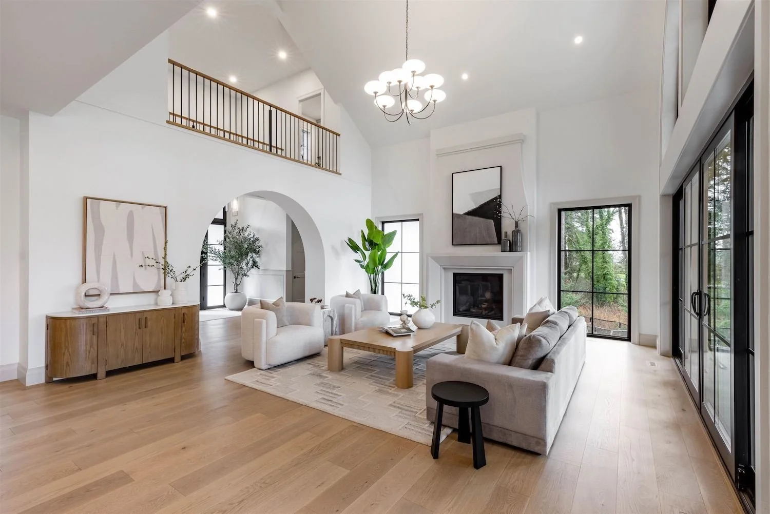 Refined living space in a Langley luxury home with modern furnishings