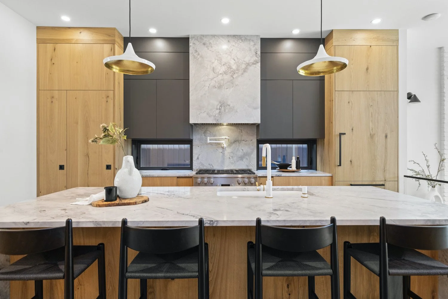Professionally styled kitchen in a luxury duplex in Point Grey, Vancouver.