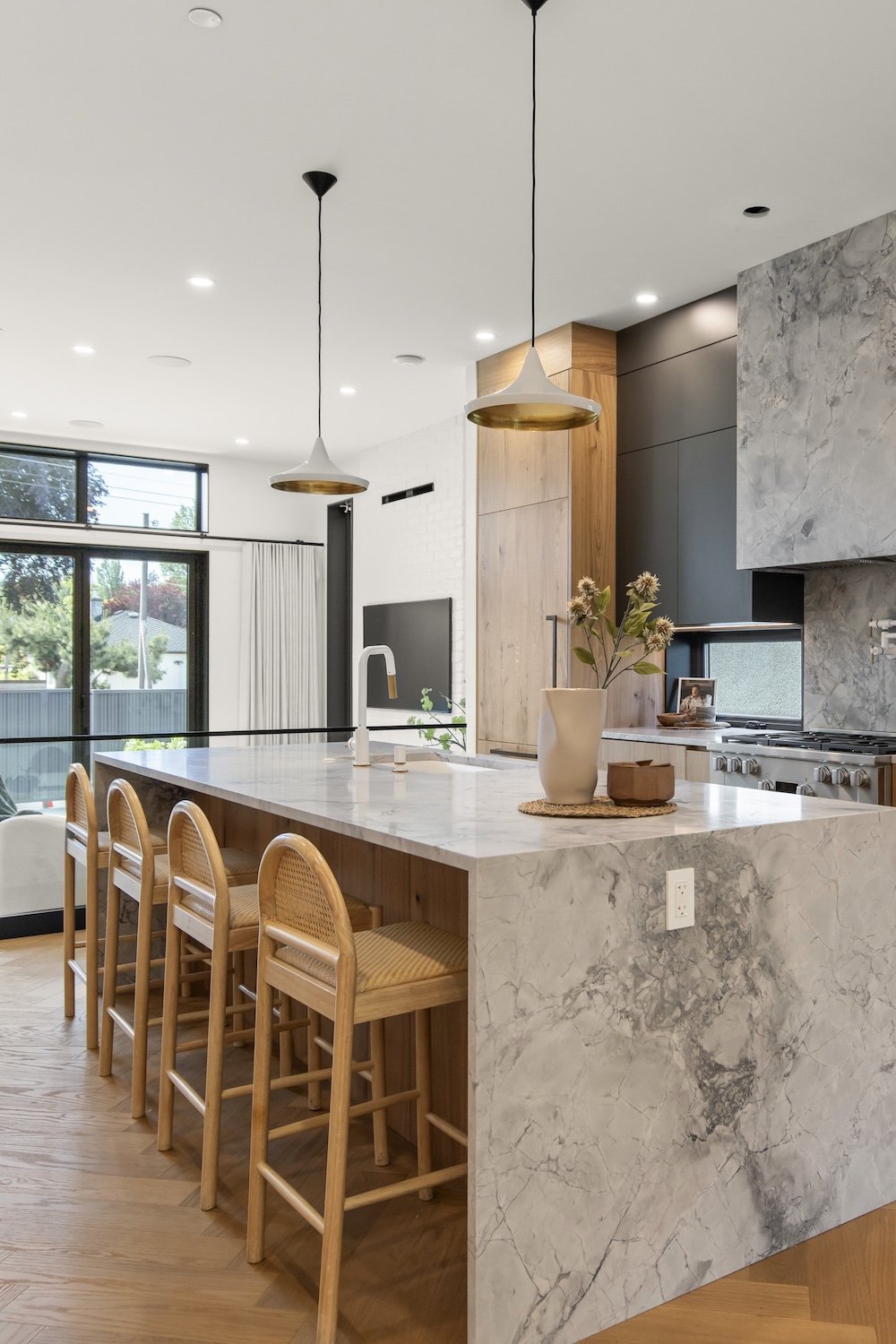 Professionally styled kitchen in a luxury half duplex in Point Grey, Vancouver.