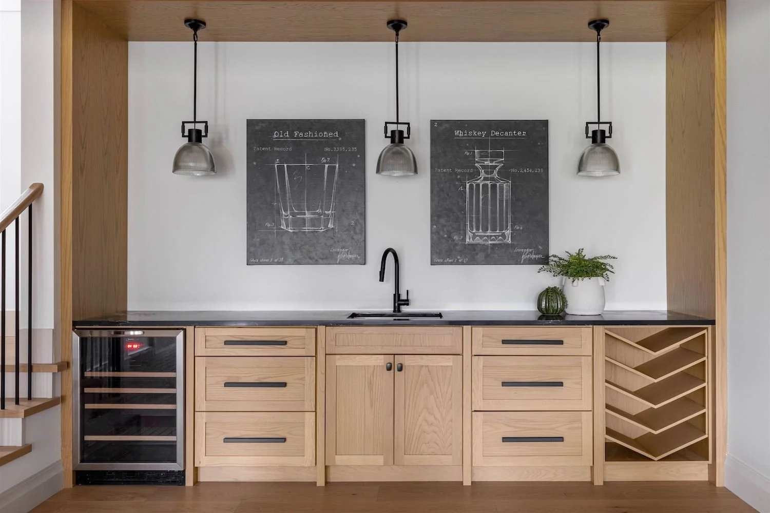 Inviting bar nook in a Langley home with modern, functional styling