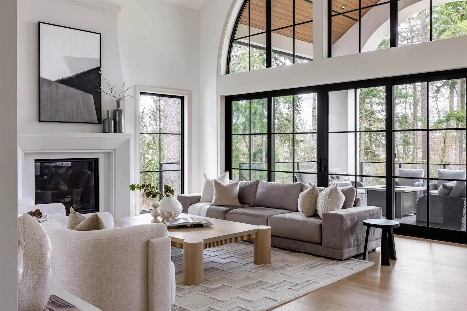 Light-filled living room in a Langley luxury home with elegant staging