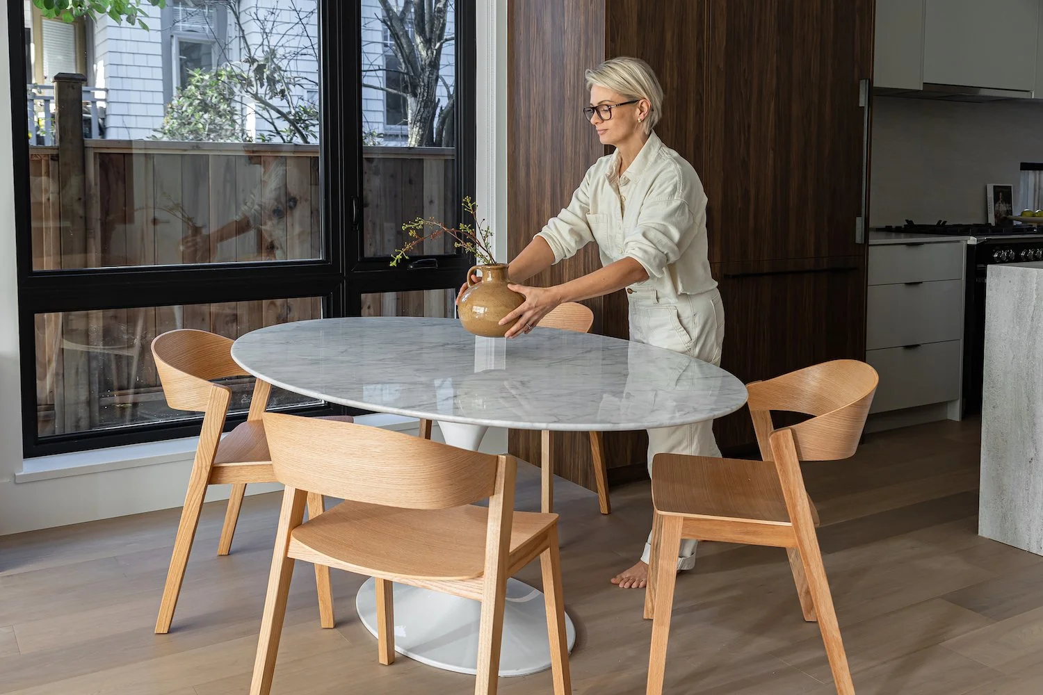 Minimal table styling in a Kitsilano space with a clean, balanced look