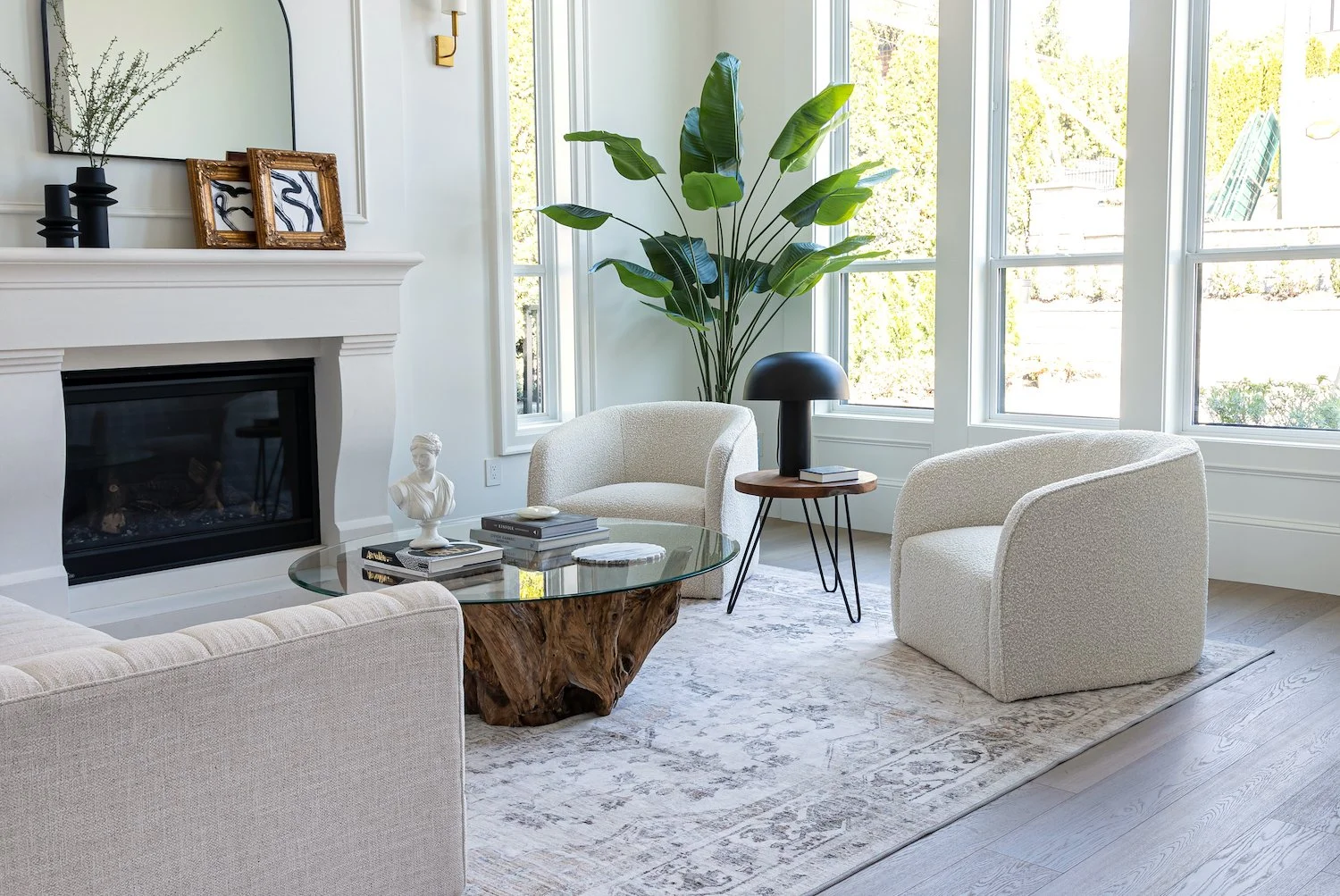 Bright living room in a Burnaby luxury home highlighting natural light and modern staging