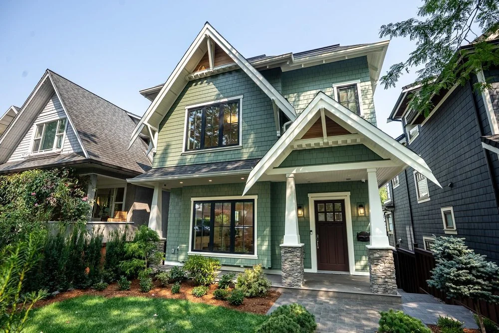 Luxury townhouse exterior in Cambie Village, Vancouver, featuring professional property staging by The Design Alchemist.