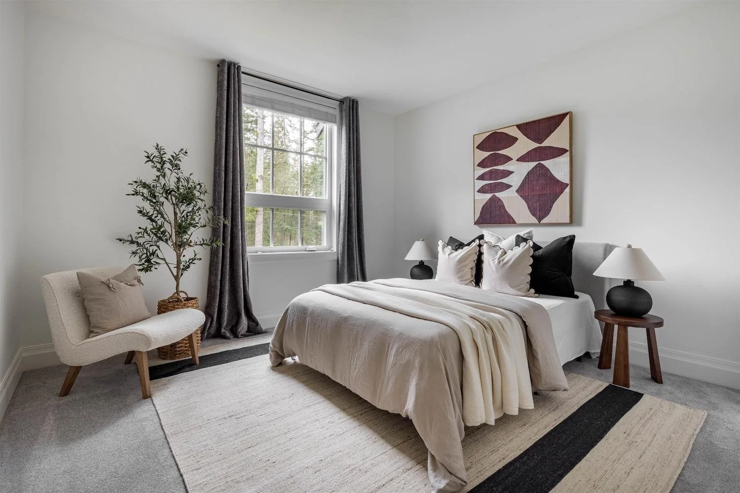 Light-filled bedroom in a Langley property with minimal styling
