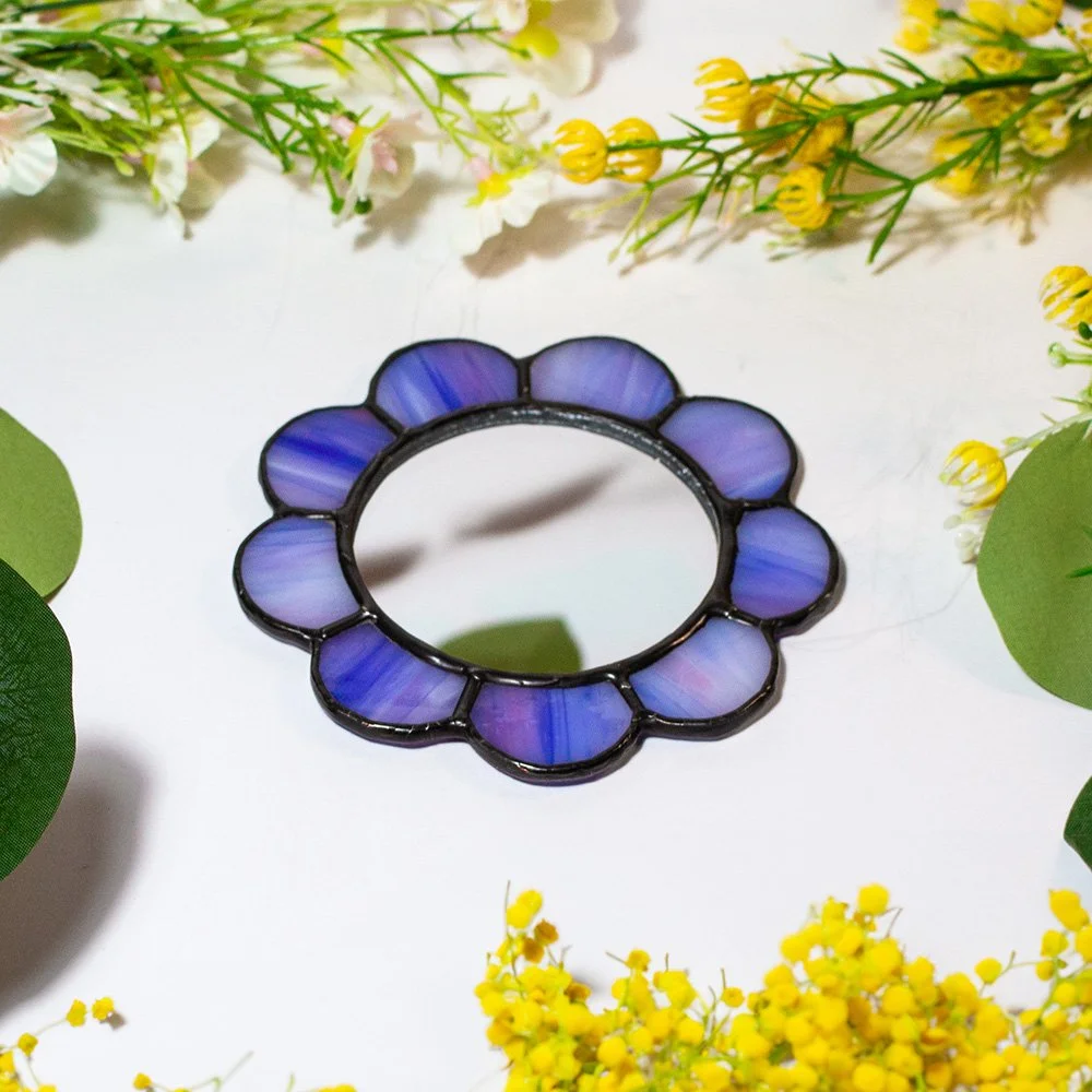 Pocket Mirror Flower Violet