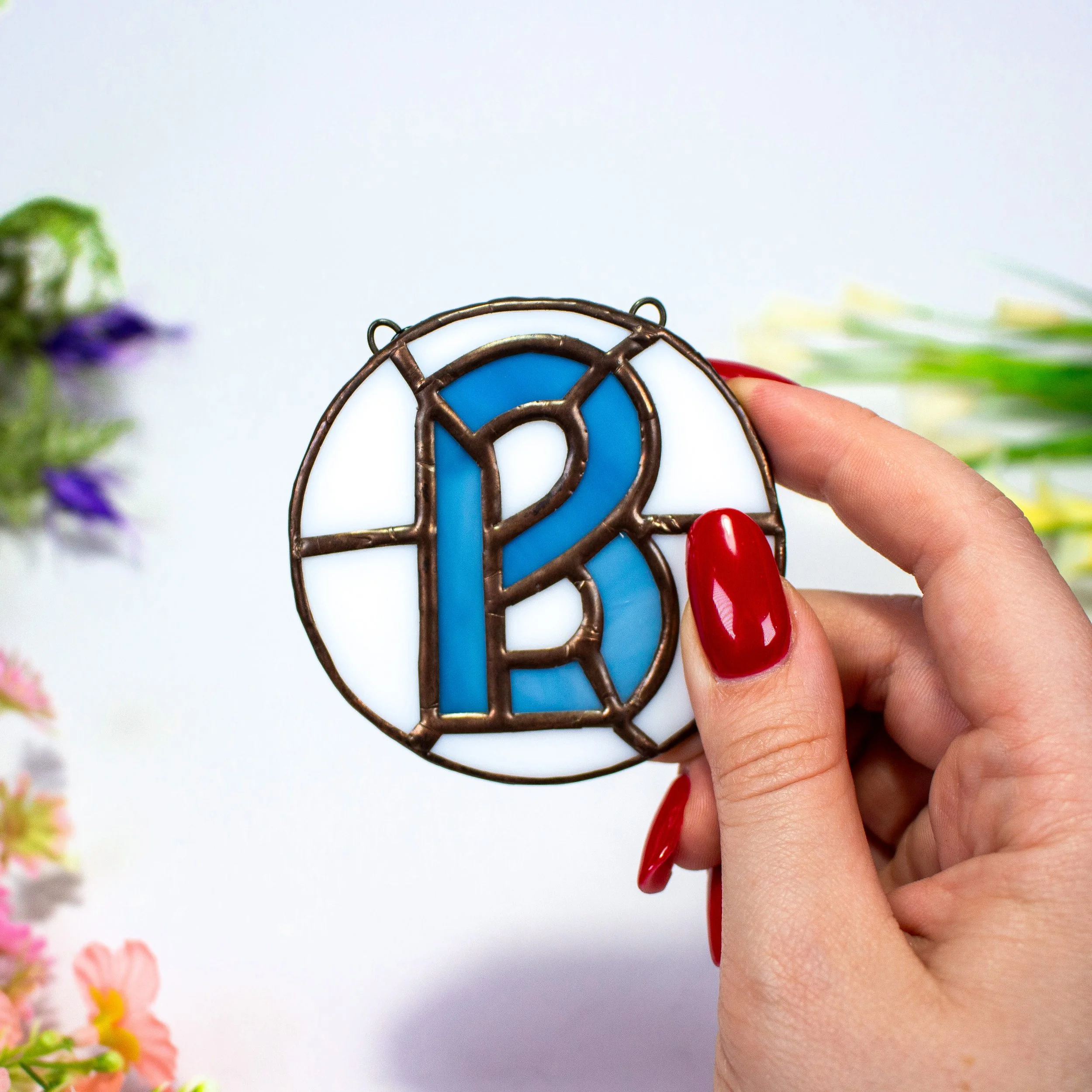 Stained Glass Initial Suncatcher – Letter B