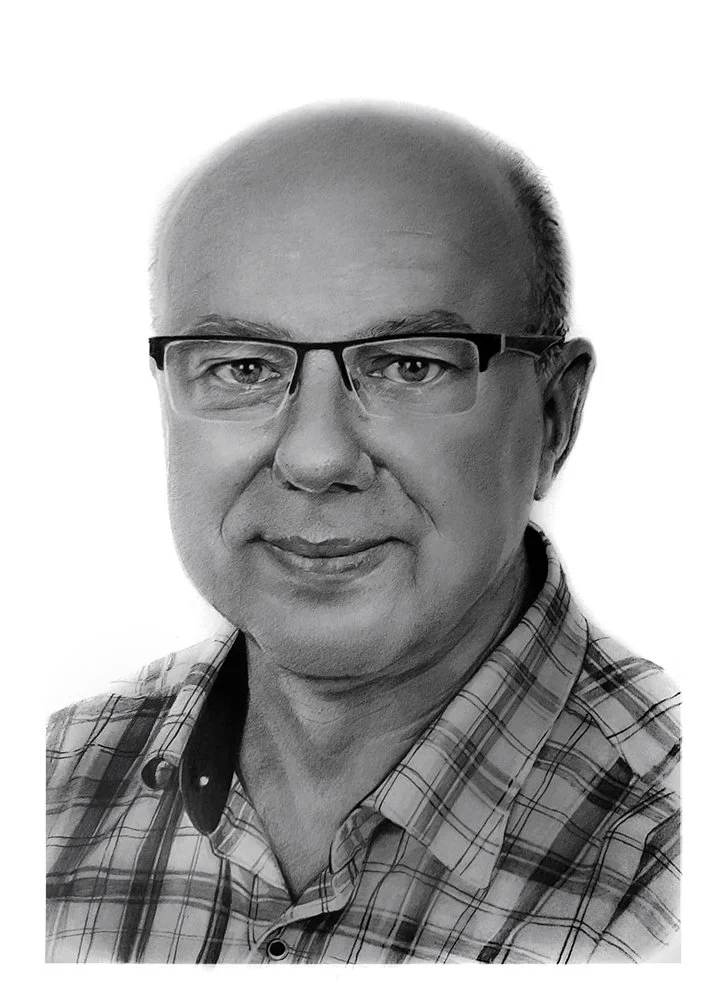 Pencil portrait of middle aged man A3